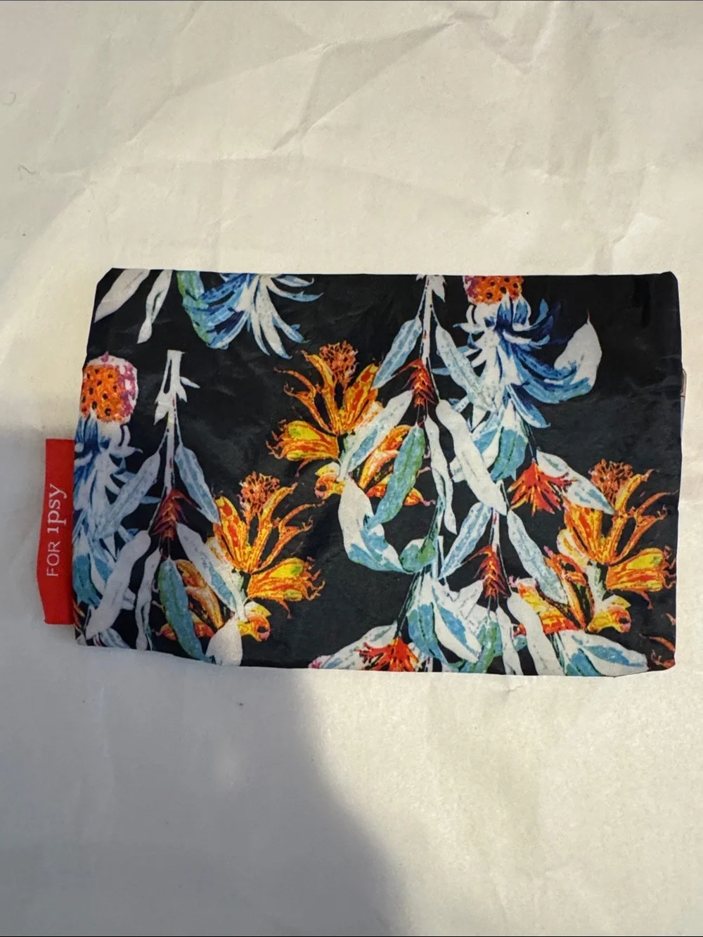Rebecca Minkoff Black Pineapple Print Cosmetic Pouch with Red Zip